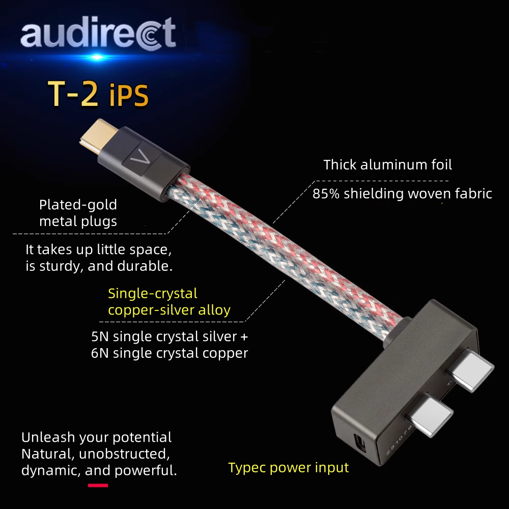 audirect T2 TypeC mobile phone small tail while charging and using team1 independent power supply OTG decoding cable