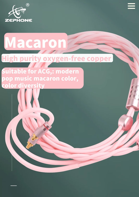 ZEPHONE Macaron high purity oxygen-free copper earphone upgrade cable can be customized 0.78/MMCX/IPX, etc.