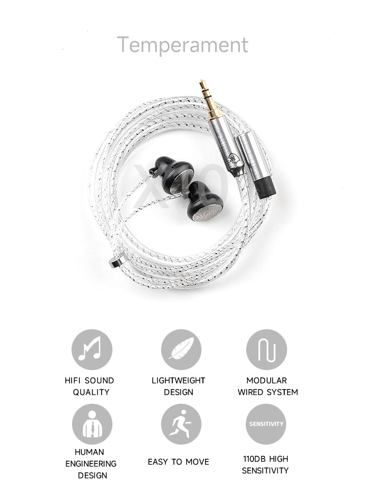 Temeprament Flat head wired earphones X6/X10