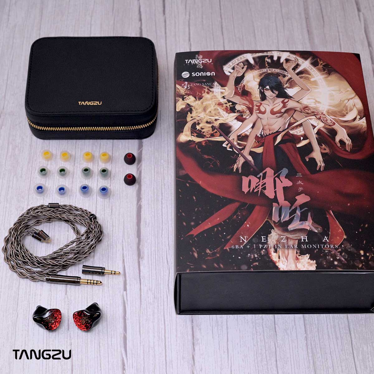Tangzu Nezha IEM 0.78mm 3.5+4.4mm Cable Hybrid Driver Earphones 6 BA +1 EST In-Ear Monitors Multi-Driver Wired Earphones