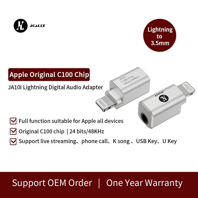 Audione JCALLY JA10i C100 HIFI Earphone Digital Audio Mini Portable Adaptar Light-ing/Type-c to 3.5mm for Android IOS