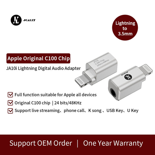 Audione JCALLY JA10i C100 HIFI Earphone Digital Audio Mini Portable Adaptar Light-ing/Type-c to 3.5mm for Android IOS