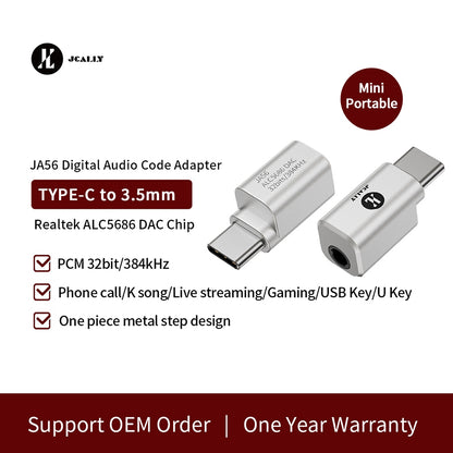 Audione JCALLY JA56 Type-C to 3.5mm headphone audio adapter for Android phones, suitable for calls, live streaming, and games