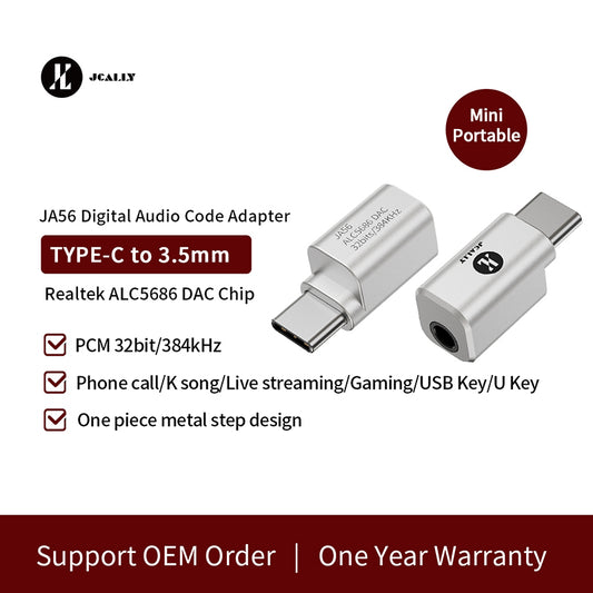Audione JCALLY JA56 Type-C to 3.5mm headphone audio adapter for Android phones, suitable for calls, live streaming, and games