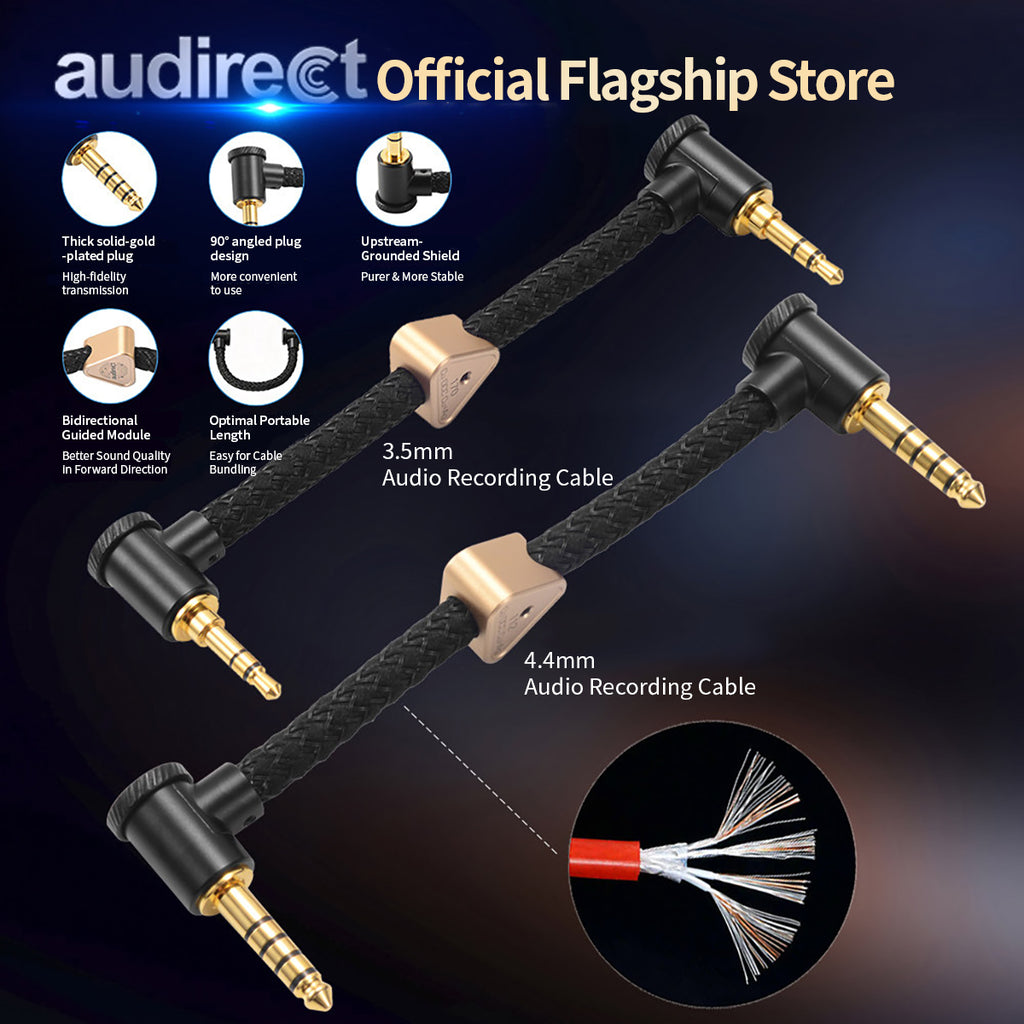 Audirect 6N (3.5mm/4.4mm) – Angled AUX Audio Cable