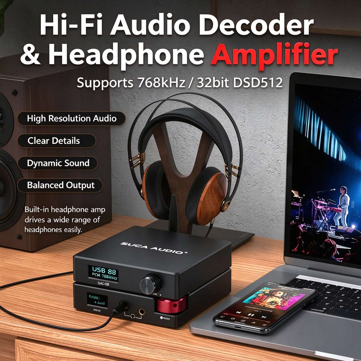 SUCA AUDIO Q8 HiFi Bluetooth DAC Decoder