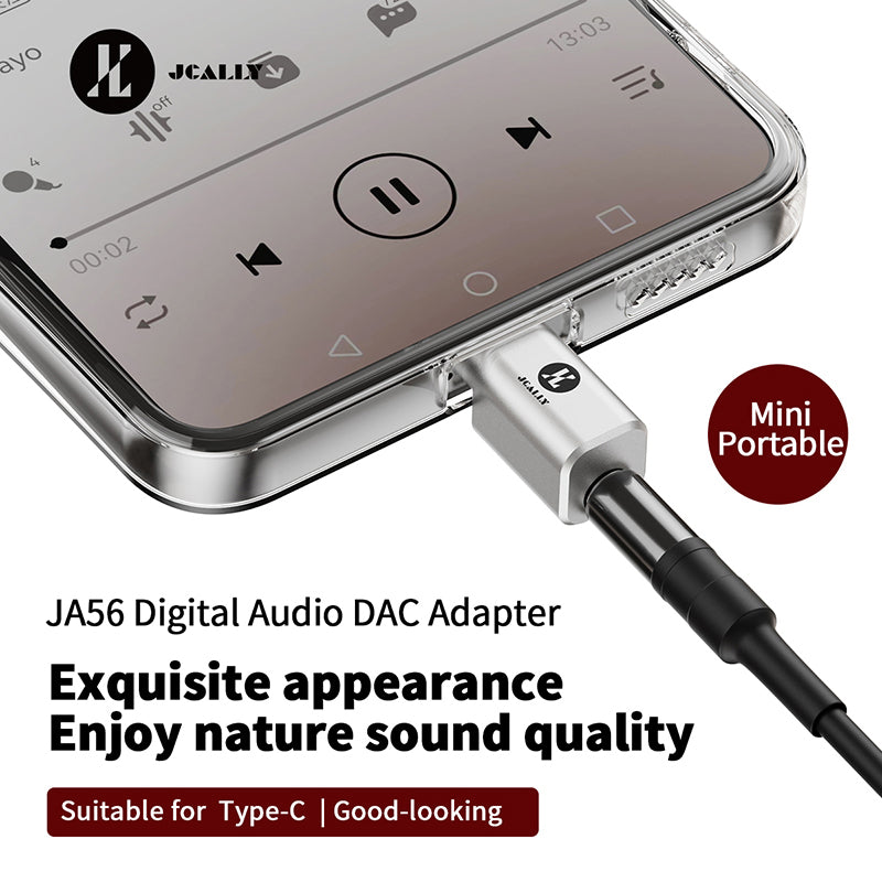 Audione JCALLY JA56 Type-C to 3.5mm headphone audio adapter for Android phones, suitable for calls, live streaming, and games