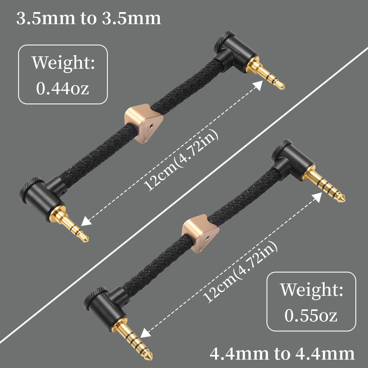 Audirect 6N (3.5mm/4.4mm) – Angled AUX Audio Cable