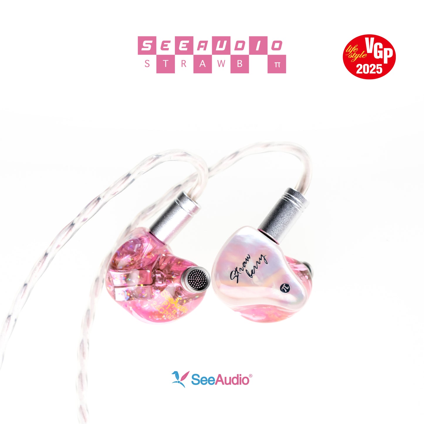 SeeAudio Strawberry π 6BA HiFi Wired Headphones Audiophile Balanced Sound with Clear Bass & Vocals Unique Design