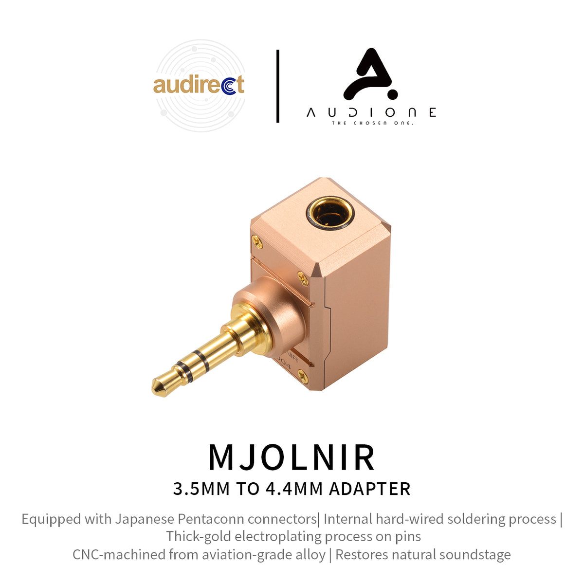 Audirect MJOLNIR 3.5mm Male to 4.4mm Female HiFi Audio Adapter